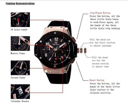 Men s Watches Megir Brand 3002 Chronograph Business Mens Watch 6 Hands was sold for 703.00 on 17 Oct at 22 31 by nylocx in Koppies ID 372983953